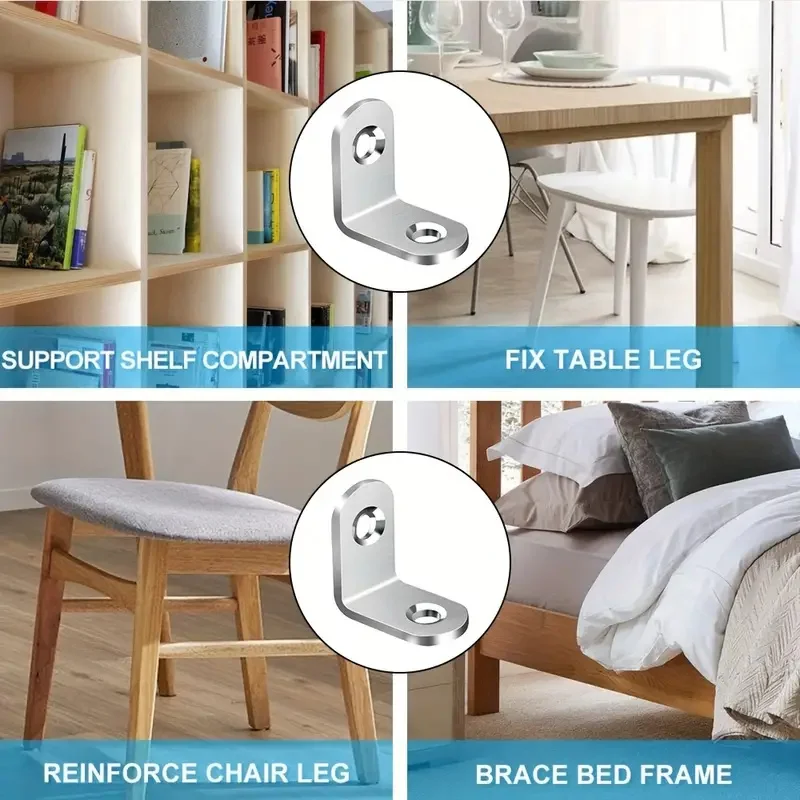 Angle bracket L Shaped Corner Brackets 90 Degree Right Angle Stainless Steel Bracket Fastener For Wood Furniture Bedframe Cabinet Accessories