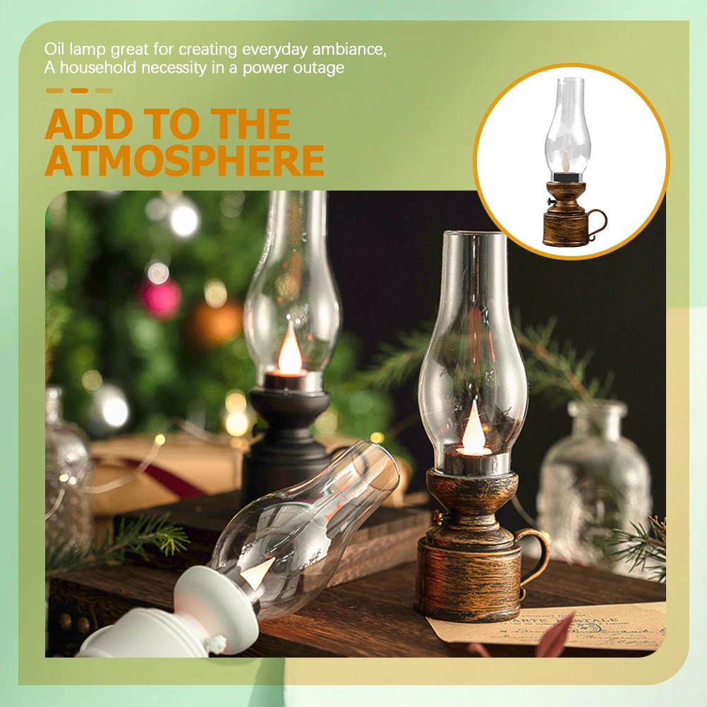 Oil Lamp Retro Flameless LED Rustic Kerosene Lantern Lamp Plastic Retro Oil Lamp Rustic Kerosene Lantern Lamp multiuse Oil - Image 4