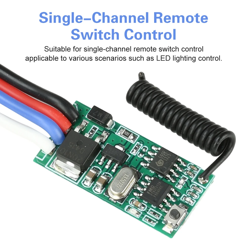 Modulo Interruttore Telecomandato RF 433MHz DC 3.6~24V, Ricevitore di Segnale a 1 Canale con Funzioni Istantanea/Attivazione e Mantenimento/Interblocco con Ritardo - immagine 2