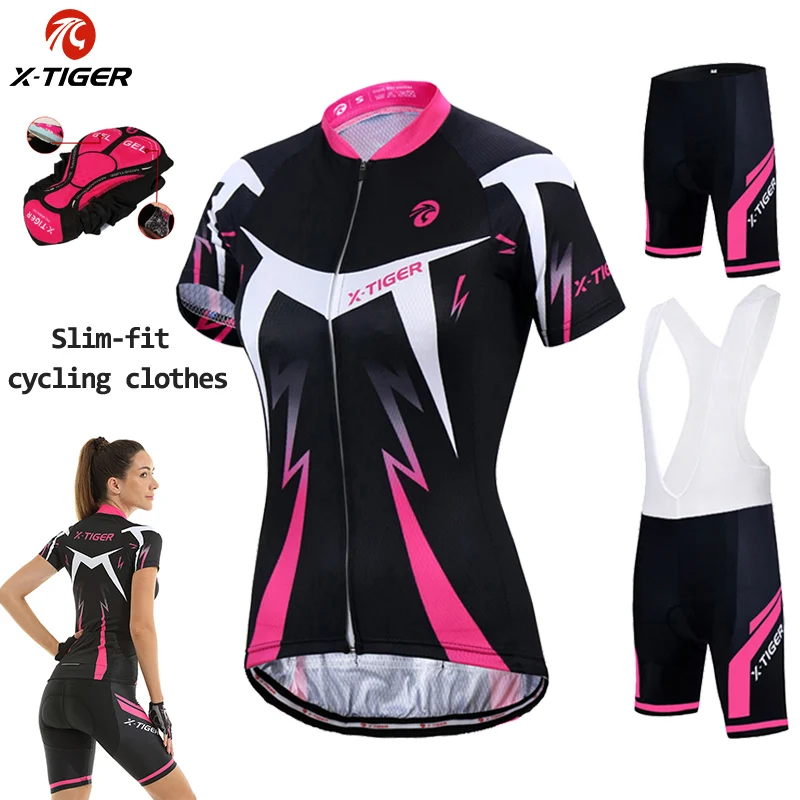 Женский велосипедный комплект X-Tiger из Джерси, летняя одежда для велоспорта с защитой от УФ лучей, быстросохнущая Женская одежда для горного велосипеда, комплект для велоспорта