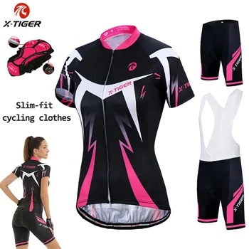 X-Tiger frauen Radfahren Jersey Set Sommer Anti-Uv Radfahren Fahrrad Kleidung Quick-Dry Berg Weiblich Bike Kleidung radfahren Set