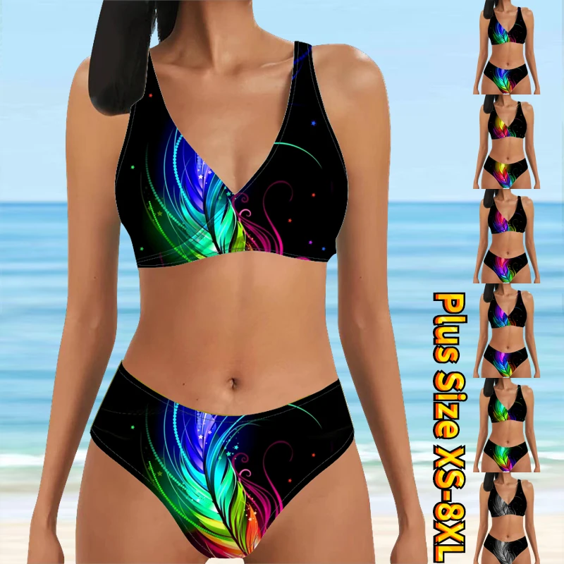 

Vintage Tankini Swimsuits Loose Swimwear Women High Waist Swimsuit Female Two Pieces Bathing Suit Butterfly Printing Beachwear