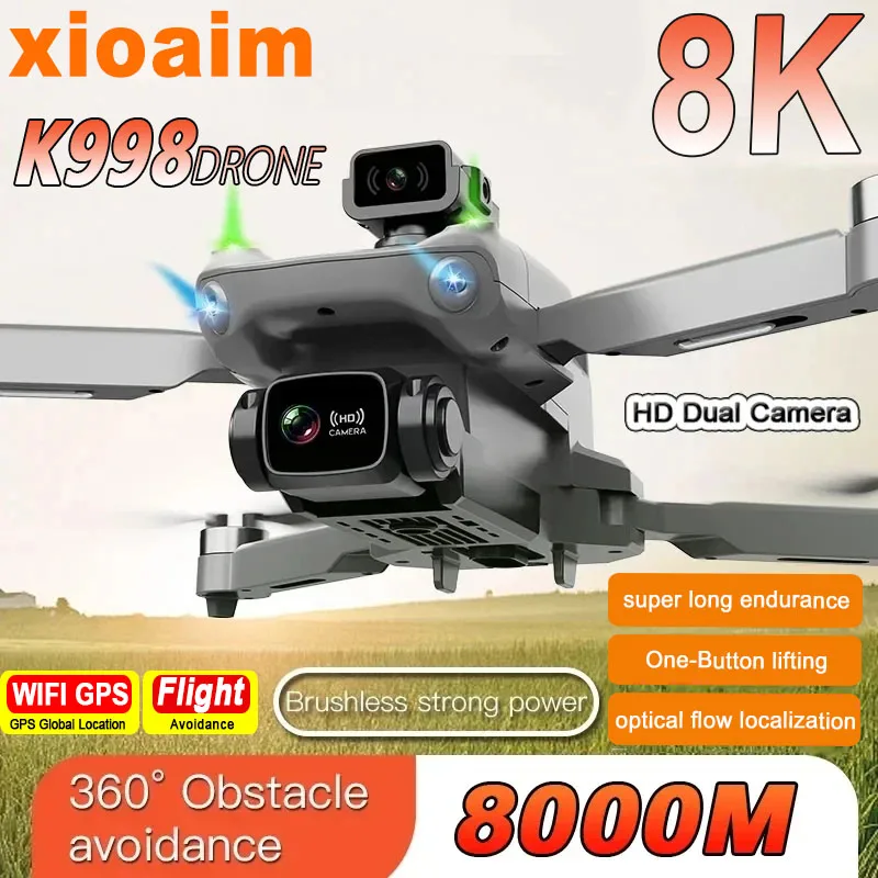 

For Xiaomi K998 Professional Drone Camera HD 8K s11Vision Obstacle Avoidance Brushless Motor GPS 5G WIFI FPV Quadcopter Toy