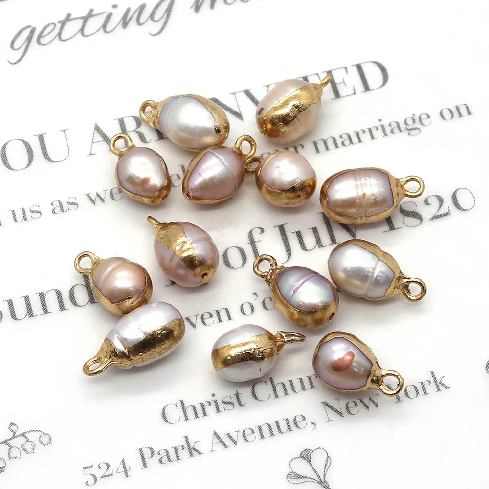 

Natural Freshwater Pearls Rice Shape Pendants for Jewelry Making DIY Earrings Necklace Bracelets Irregular Charms Accessories