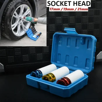 3pcs 1/2" Drive Socket Set Protective Sleeve Wheel Nut Socket For Pneumatic Tire Removal Automotive Tire And Lug Repair Tools