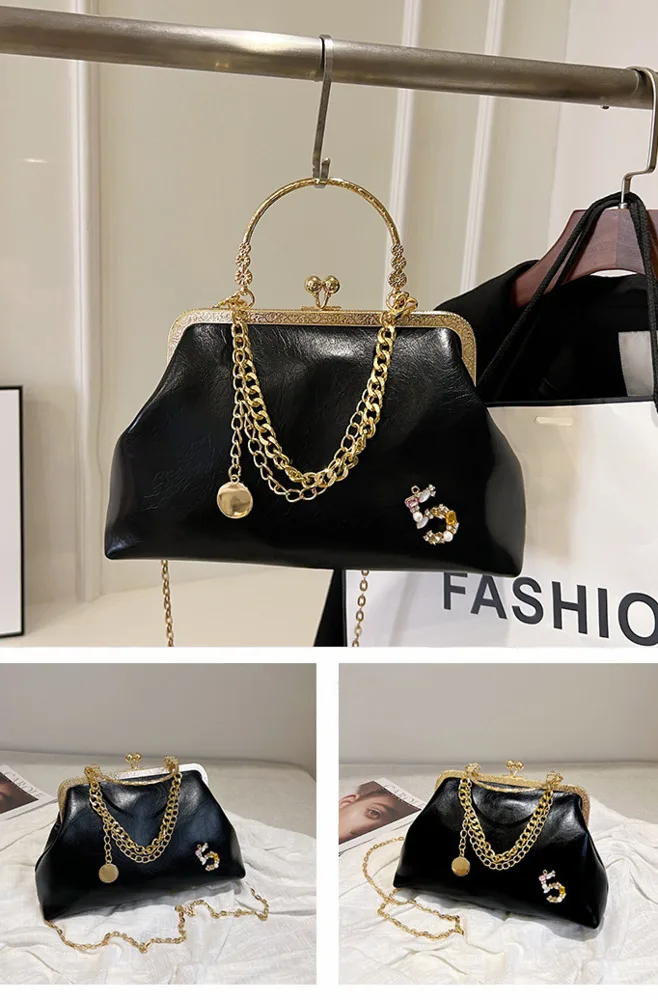 Damska 2023 Nowa Złota Usta Modna Torebka Łańcuchowa Na Jedno Ramię Torebka Kolacyjna_voghion.com