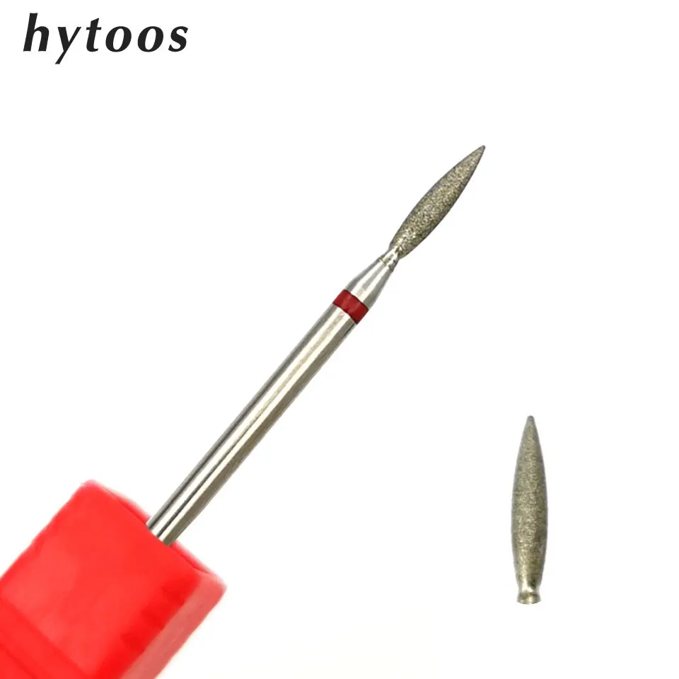 HYTOOS Fine Diamond Nail Drill Bits Flame Shape Russian Mills Cuticle Clean Burr Electric Manicure Drills Nails Accessories Best Sellers In Beauty & Health