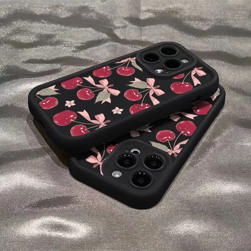 Charming Cherry Pattern Phone Case - Red & Pink Design