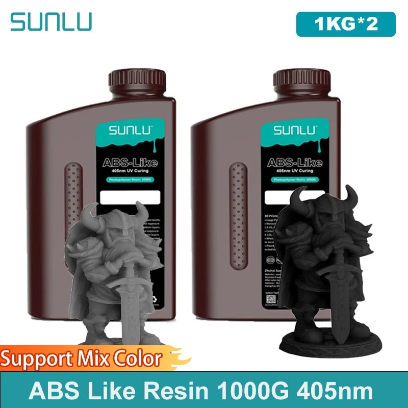 SUNLU résine UV 405nm ABS-like photopolymère LCD imprimante liquide 2KG peut percé filetage interne traité faible odeur haute dureté