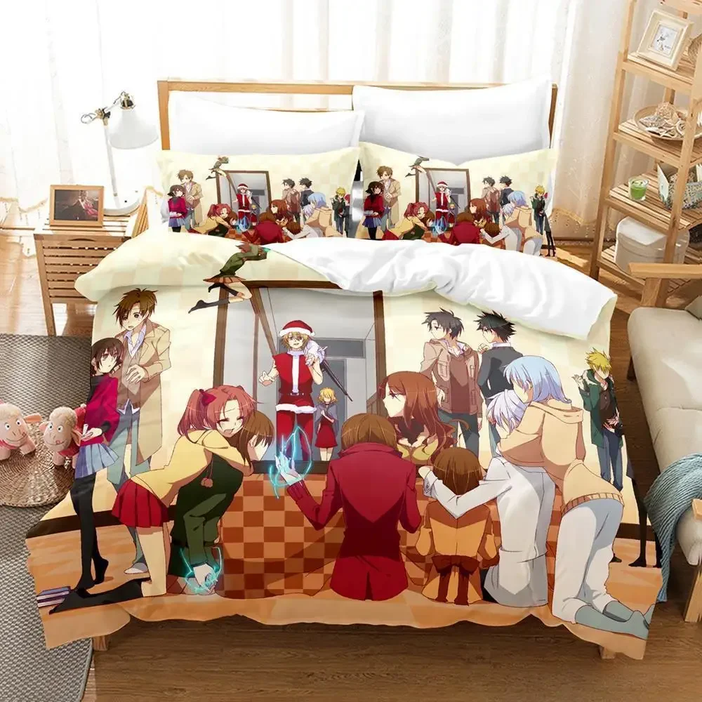 Anime Misaka Mikoto A Certain Scientific Railgun Bedding Set Cartoon Anime three-piece Set Adult Kid Bedroom Duvet Cover Sets