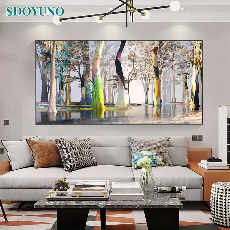 SDOYUNOLargeSizePaintByNumberAbstractTreeForAdultsCanvasPaintingColoringByNumbers