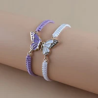 2Pcs Simple Butterfly Hand Woven Couple Bracelet For Women Men Fashionable Butterfly Bangle Versatile Woven Wristband Gifts - Image 3