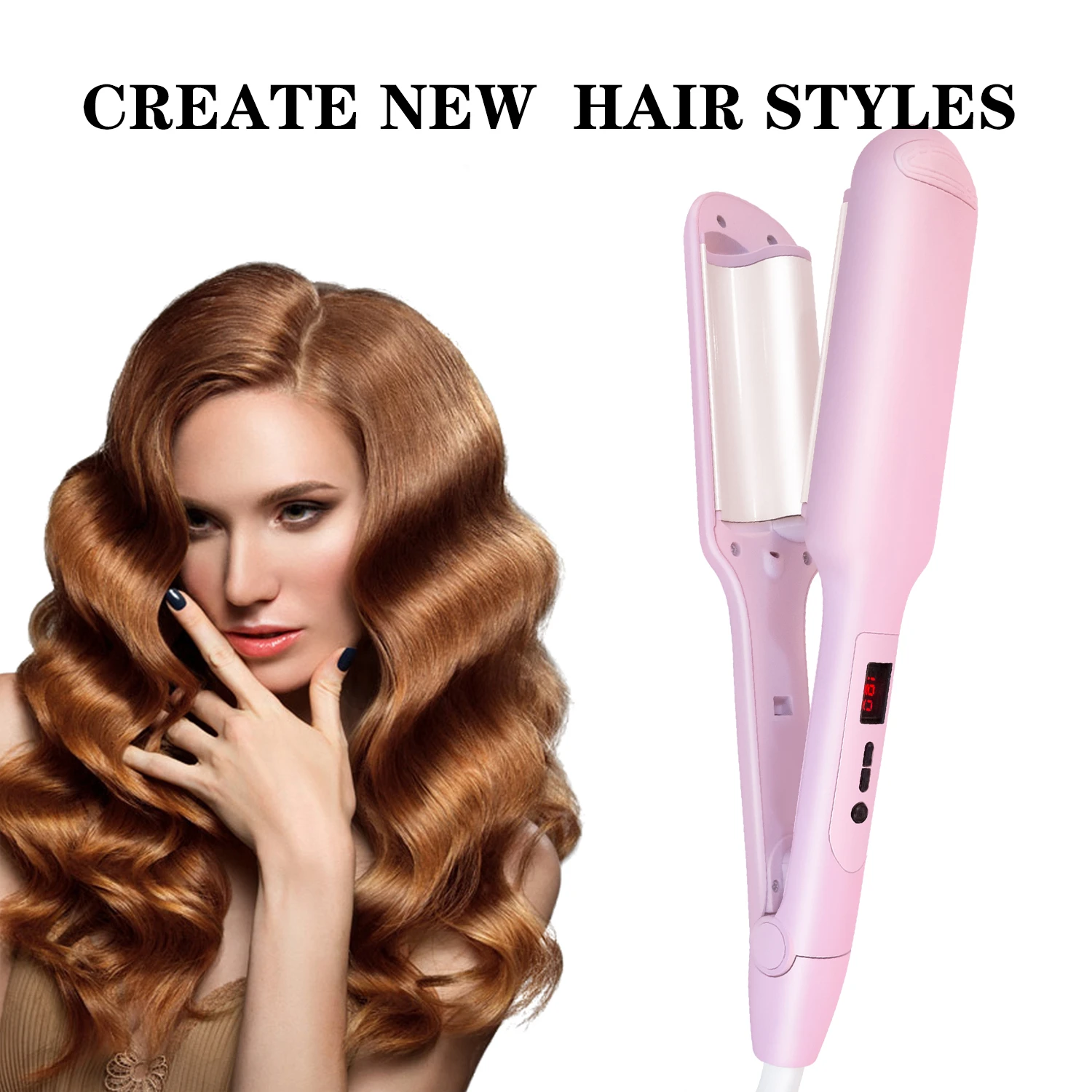 Hair Crimper Iron Professional Nano Ceramic Styling Deep Hair Waver For  Beachy Waves Curls Crimping Volumizing Hair Curling Iron - Hair Curler -  AliExpress