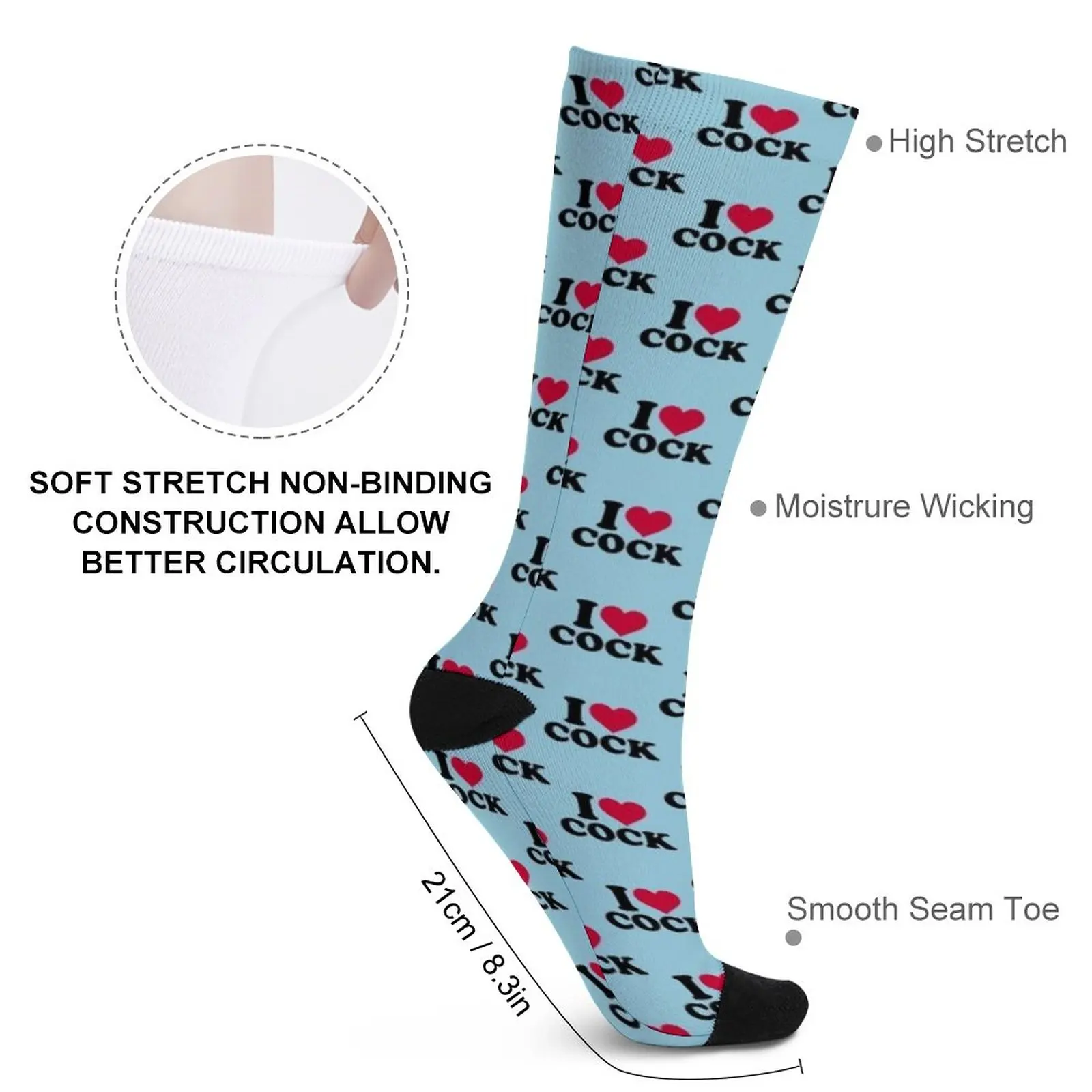 I love cock Socks funny socks men moving stockings Hiking boots Sock man