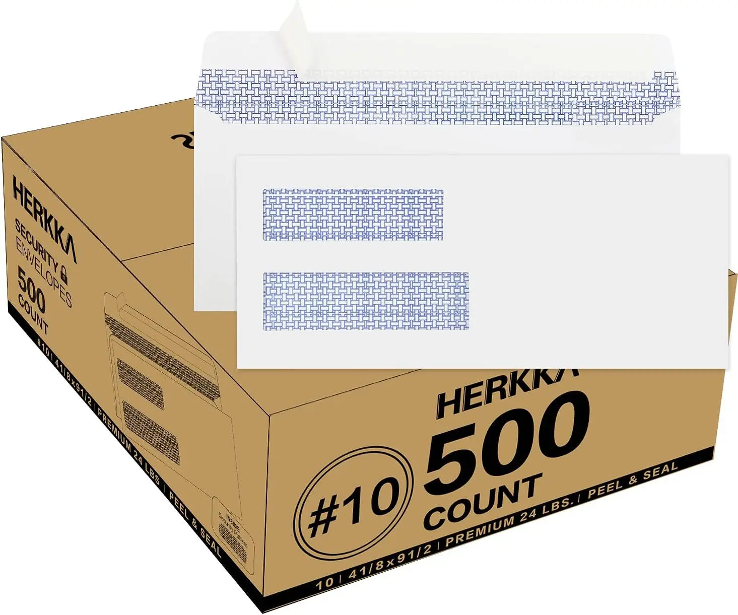 500 Pack #10 Double Window Security Self-Seal Envelopes -Perfect Size for Multiple Business Statements, Quickbooks Invoices, and