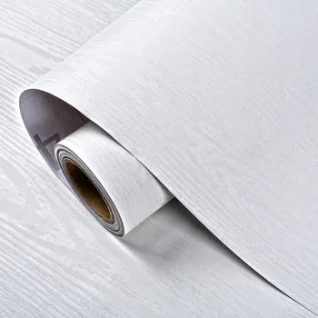 Adesivo da parete in PVC bianco con venature del legno da 45 cm, impermeabile, cucina, armadio, mobili, decorazione, carta da parati, decorazione della casa, autoadesivo 1