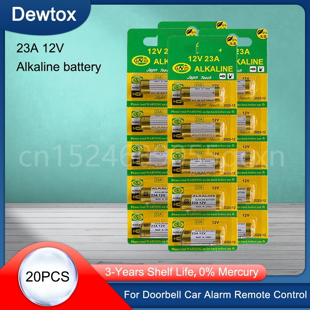 20 Pz/Lotto 12V 23A Batteria Ultra Alcalina Batteria Ad Alta Tensione A23 V23Ga Mn21 Per Calcolatrici/Telecomando/Allarmi