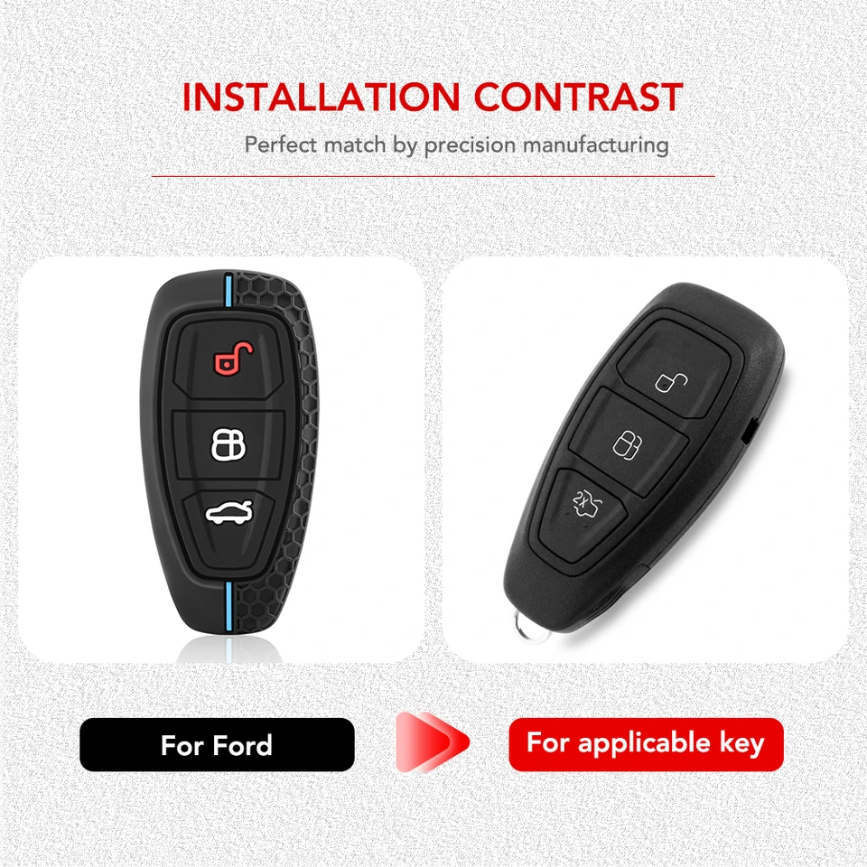 Cover Morbida In TPU Per Chiave Ford – Blu, Compatibile Con Transit, Focus, Fiesta, Galaxy, Mondeo, 3 Pulsanti - 2