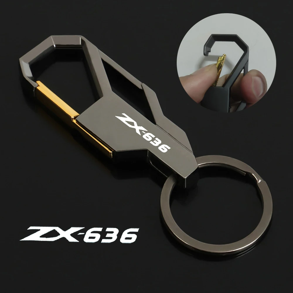 ZX636 Motorcycle Keychain Accessories Waist Hanging Key Ring Metal KeyChains Custom LOGO For Kawasaki ZX-636 ZX 636 2005-2023 8cm valorant game peripheral meta keychains singularity spectre metal katana model pendant accessorie keychain gift toys for boy