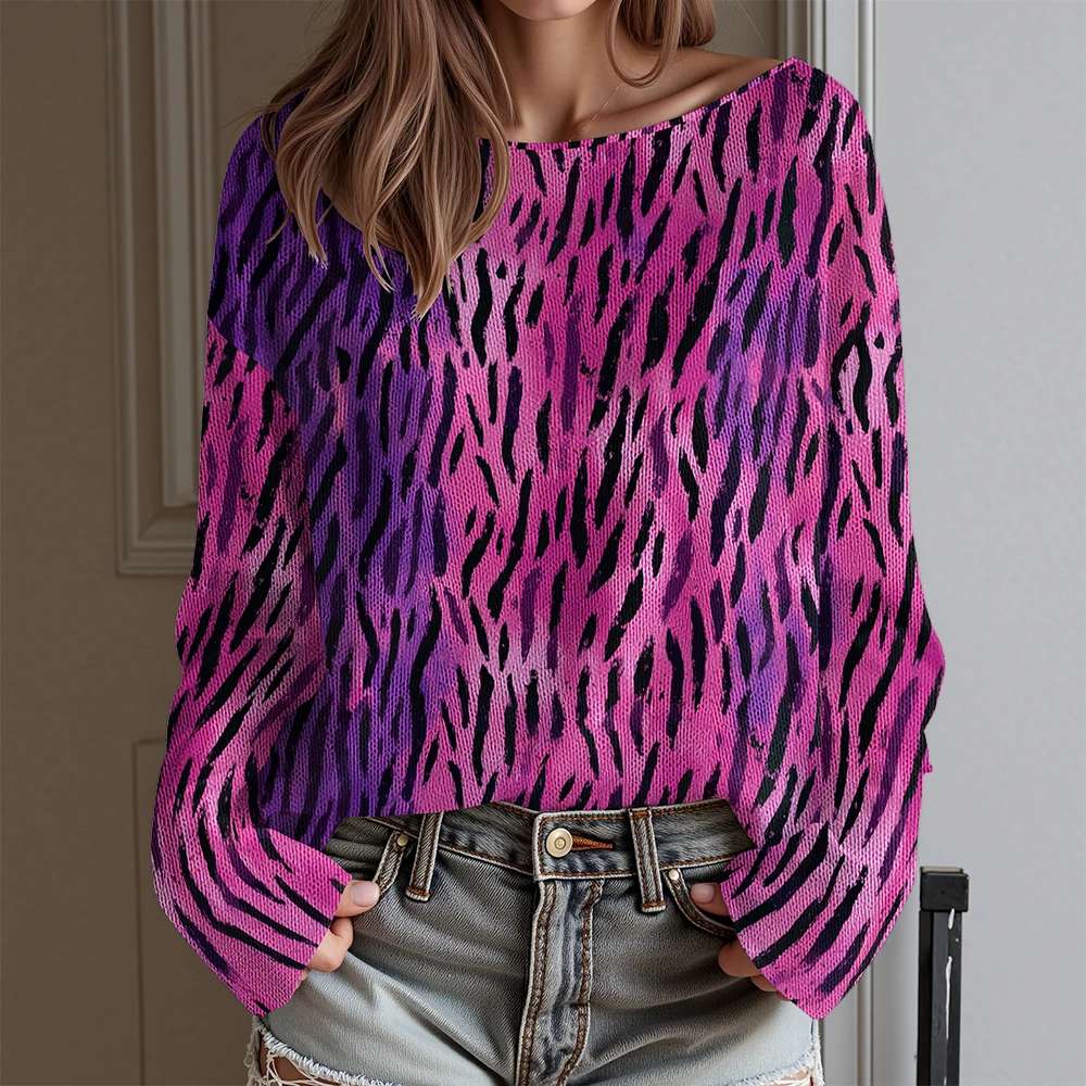 חולצת דפוס נמר לנשים בסגנון אופנה עם שרוולים ארוכים, בלוזה עם דוגמת חיות לסתיו וחורף, חולצות מגניבות לנשים למסיבות וללבוש יומיומי ​   תלבושת