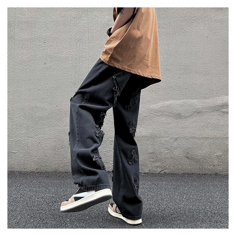 New Jeans Male Fashion Brand Trend Trousers Loose Solid Casual Straight Pants Ins Spring and Autumn Versatile Sports Mens Jeans