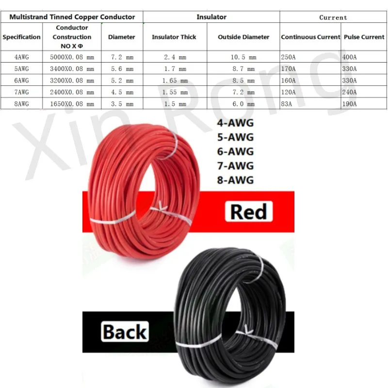 Electric Car Battery Cable Silicone Wire 4AWG 5AWG 8AWG 7AWG 6AWG car battery cable