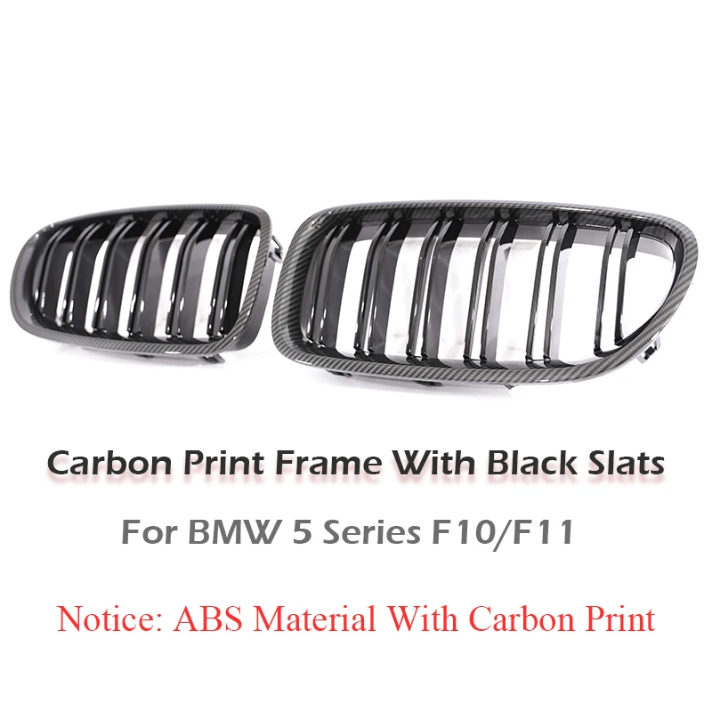 Glossy Black Double Slat Front Racing Grill Grille