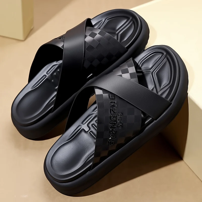 Street Style Men Slippers Outdoor Sandals Comfy Beach Flatws Soft Slides Summer Casual Shoes Quick Dry Half Drag Flip Flops