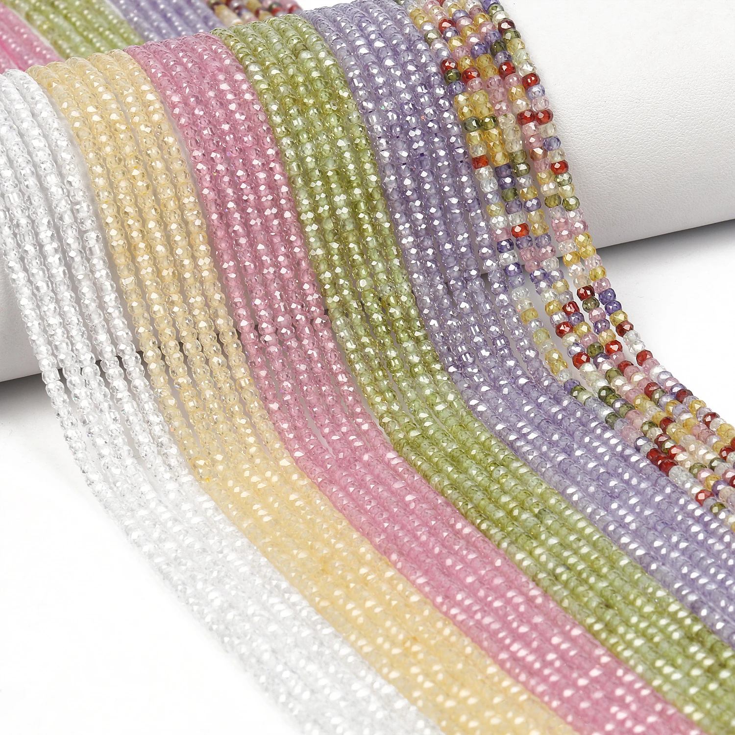 

3*2mm Faceted Cubic Zirconia Rhinestone Multicolor Zircon Rondelle Spacer Loose Beads For Jewelry Making DIY Bracelet Necklace