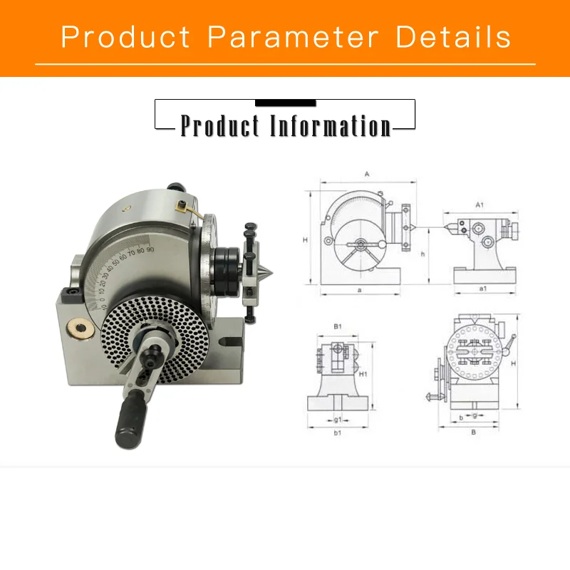 Dividing Head BS-0 5 Inch 3 Jaw Chuck Precision Semi Universal Dividing Head For Milling Machine Rotary Table