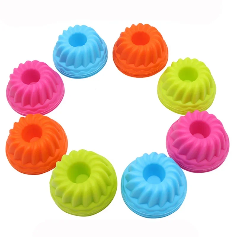 12 Pieces/Set Of Silicone Cake Mold Round Muffin Cup Cake Baking Mold Kitchen Cooking Bakeware Making Diy Cake Decoration Tool