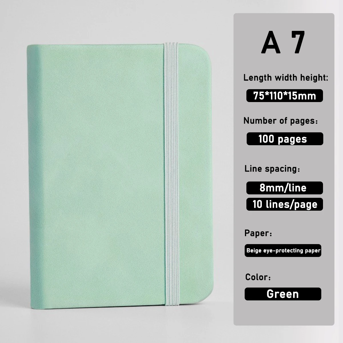 A7 Mini-Notizbuch Tragbarer Taschen-Notizblock | PU-Leder Einband Tagebuch Planer Agenda Notizbuch | Kompaktes Büro- und Schulbedarf für Dai – Detail 9
