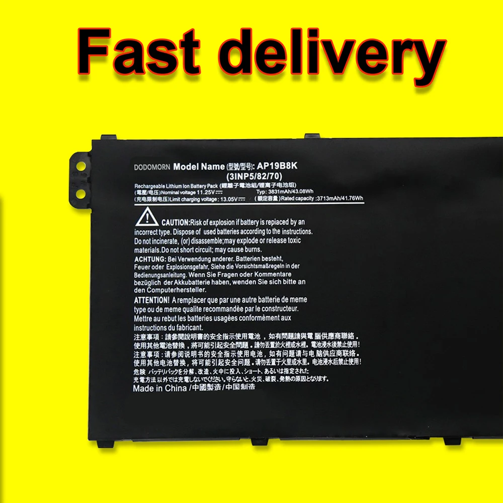 Batterie FESTAS 11.25V 43.08Wh Pour Acer Aspire 3 (A315-56, A315-57) – AP19B8K, Neuve