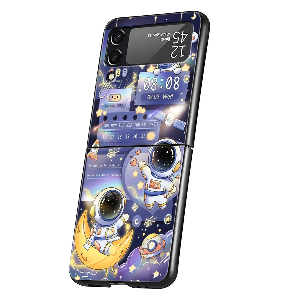 Hallo Astronaut Hard PC Handy hülle für Samsung Galaxy Z Flip 5 4 3 schwarze Abdeckung für Galaxy Z Flip 6 faltbare stoß feste Hülle Capa – Detail 6