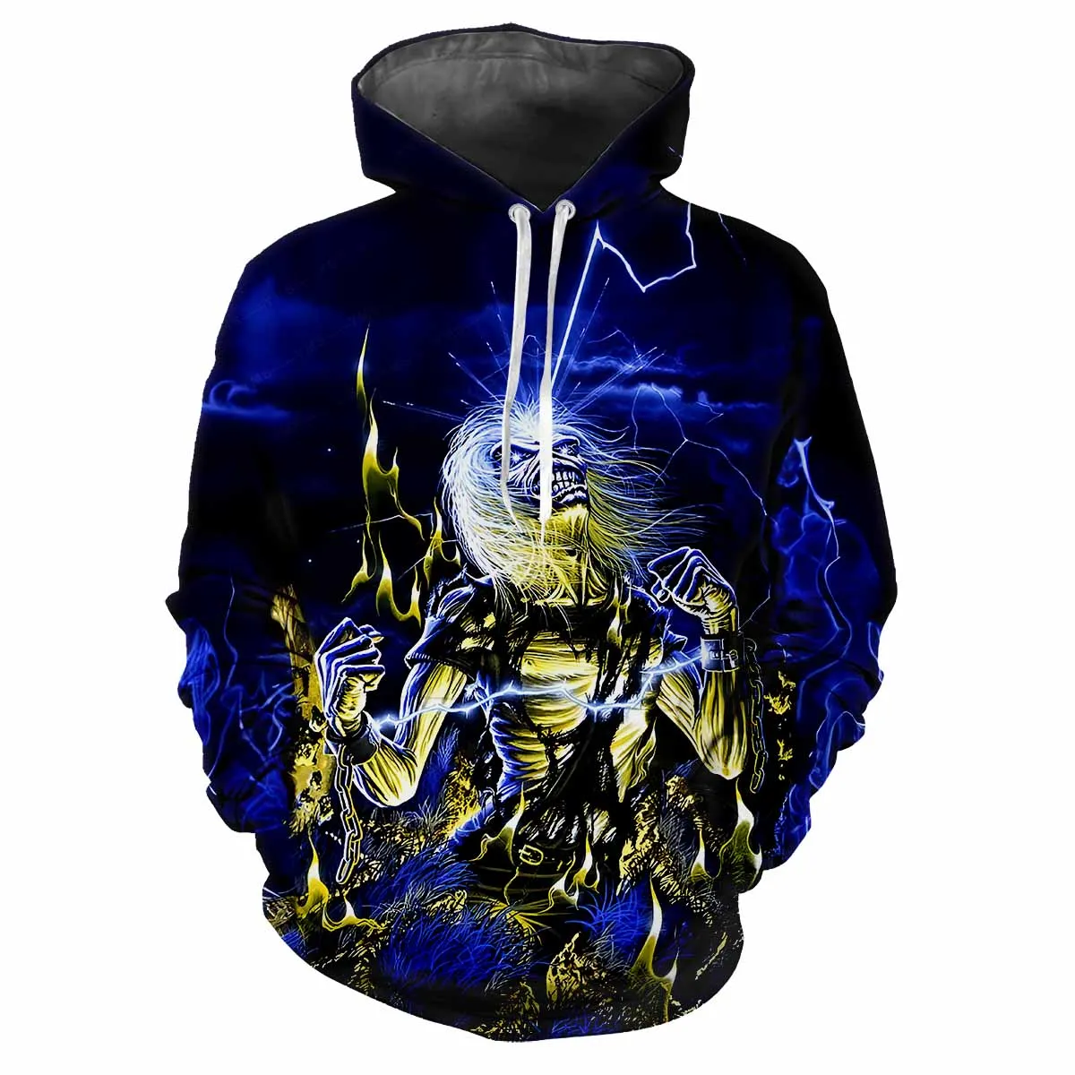 

Zombie Skull 3D Harajuku Print Thrilling Fashion Personality Street Punk Hip Hop Men's Avant-garde Cartoon Muscle Devil Hoodie