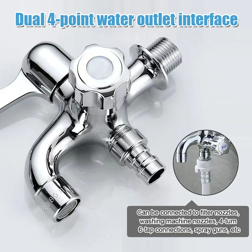 Bathroom Faucet Washing Machine Tap 4-point Interface Double Ended Brass Faucet