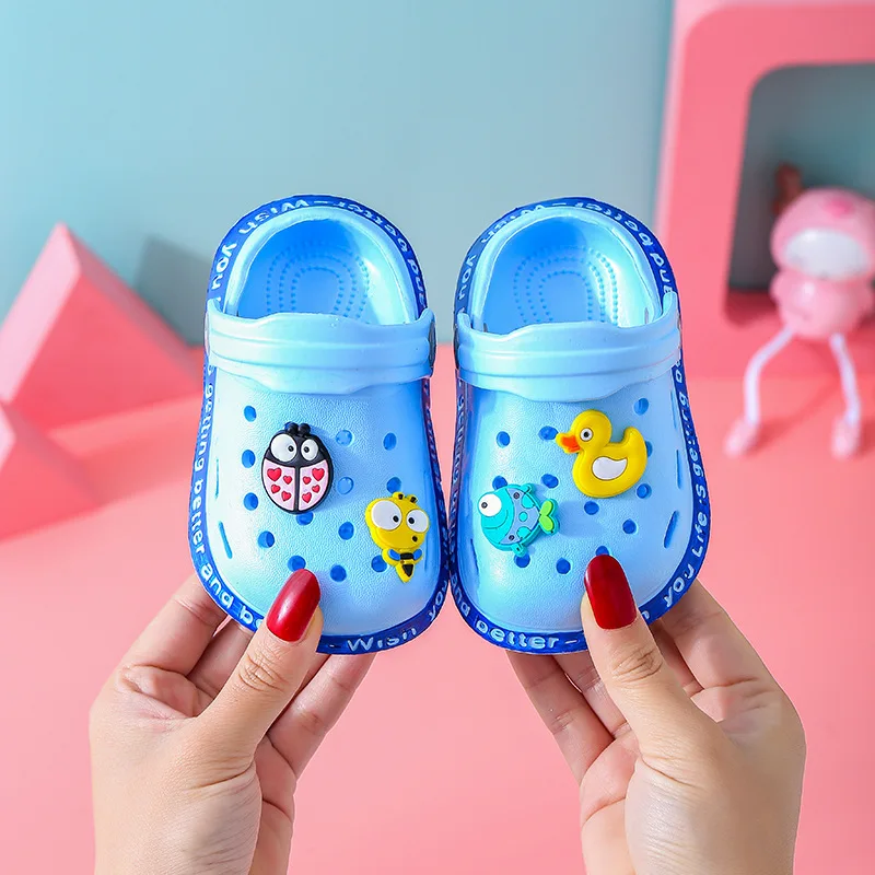 Children sandals Summer Kids Sandals Children Hole Shoes Slippers Soft Non-slip Cartoon DIY Design Beach Sandy Slipper Shoe for Boys Girls