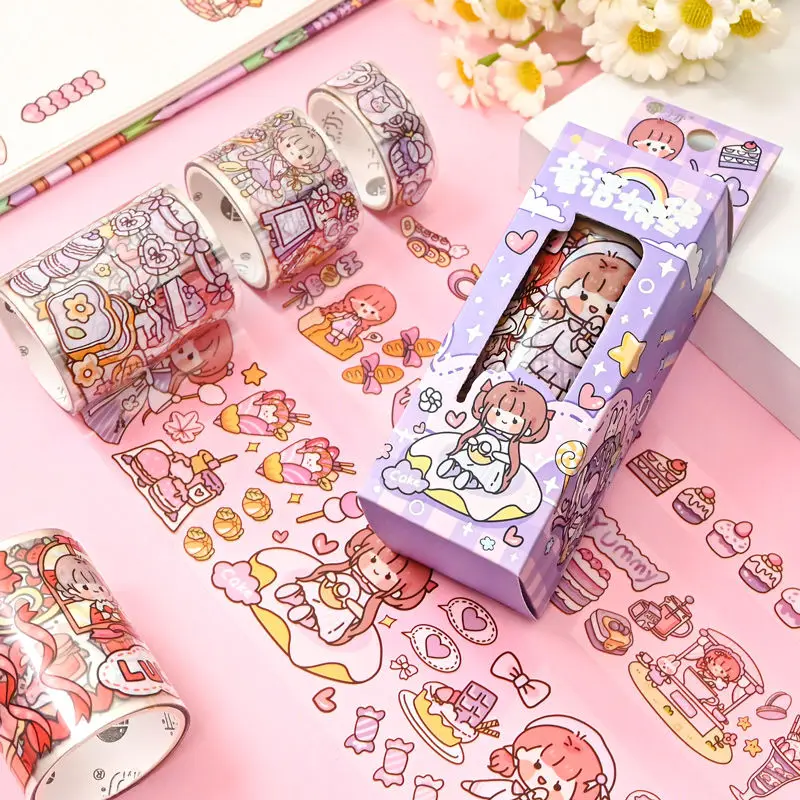 

3/6 Roll Of Masking Tape Set Cute Cartoon Washi Tape Set For Grils Kids Scraping Book Notebook Decoration Stikcers