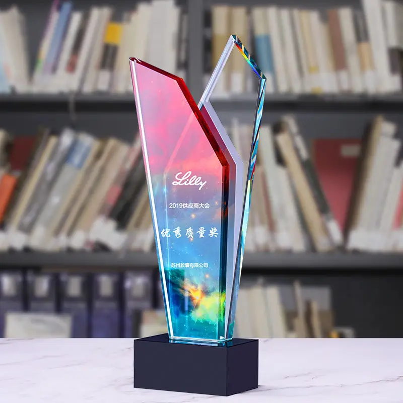 Customized Crystal Trophy, Glass Color Printing, Sports Event, Company Award, Home Decoration, Collectible Trophy, New