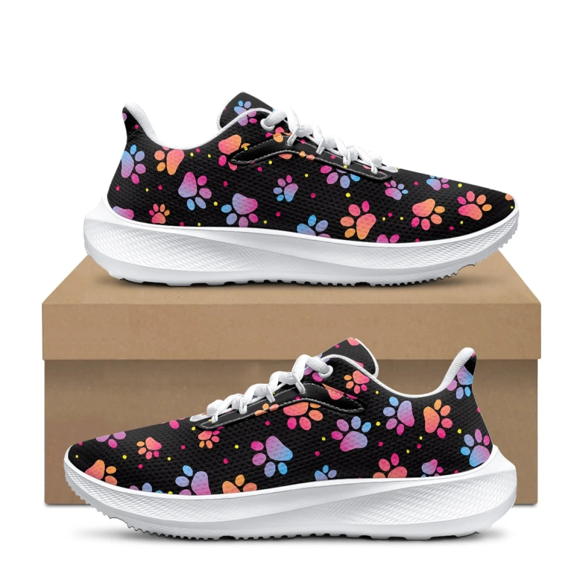 

Kawaii Dog Paw Pattern Ladies Spring Autumn Running Shoe Breathable Lace Up Casual Durable Sneakers Soft Outdoor Travel Footwear