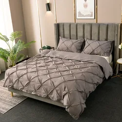 High Quality 3D Pinch Pleated Duvet Cover Set 220x240 Solid Color Single Double Twin Bedding Set Duvet cover