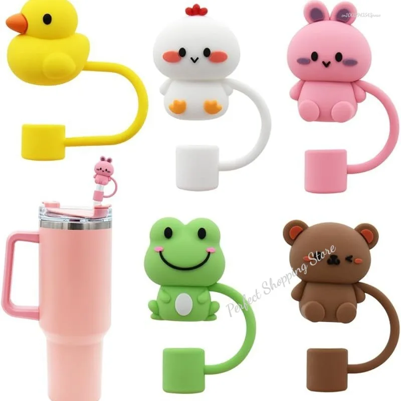 Straw Covers 10mm for Stanley Cup Reusable Silicone Straw Topper Compatible with 30&40 Oz Tumbler Dust-Proof Tips Lids
