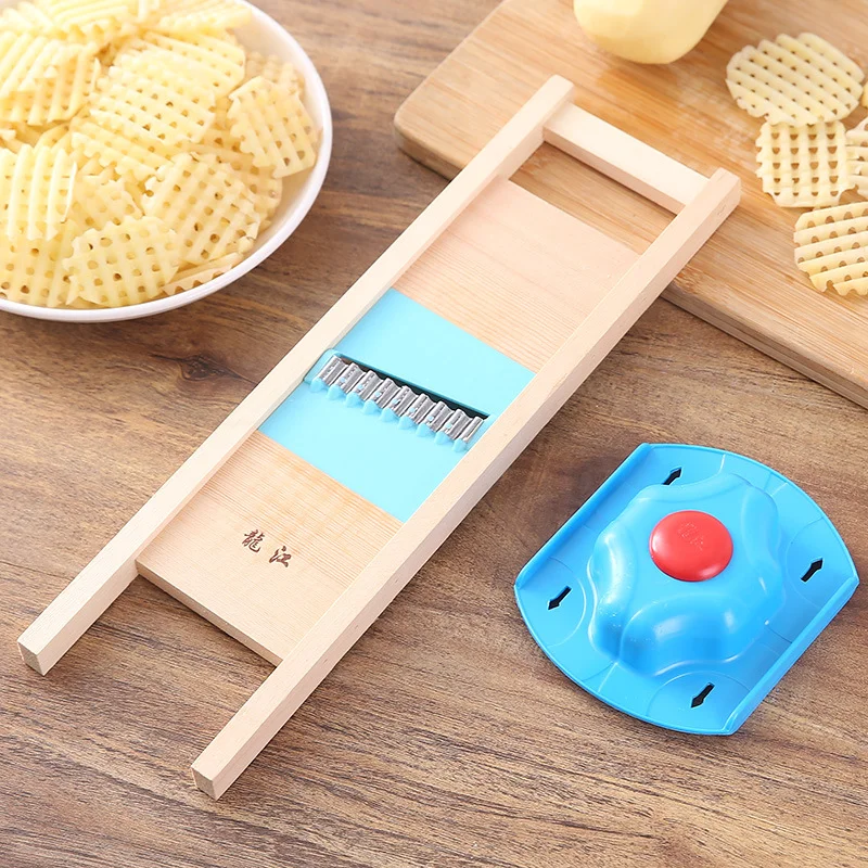 Vegetable Slicer French Fry Cutter Potato Cutter Grid Solid Wood