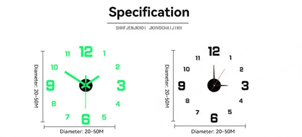 Description Picture 2 of itemLarge Wall Clock 3D Luminous Frameless Wall Clocks Digital Clock Wall Stickers Silent Clock for Home Living Room duvar saati