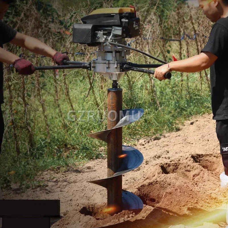 7.3KW Ground Drilling Digging Machine Tree Planting Digger 4Stroke Gasoline Punching Machine 225CC Pedal Type Drill Pile Driver