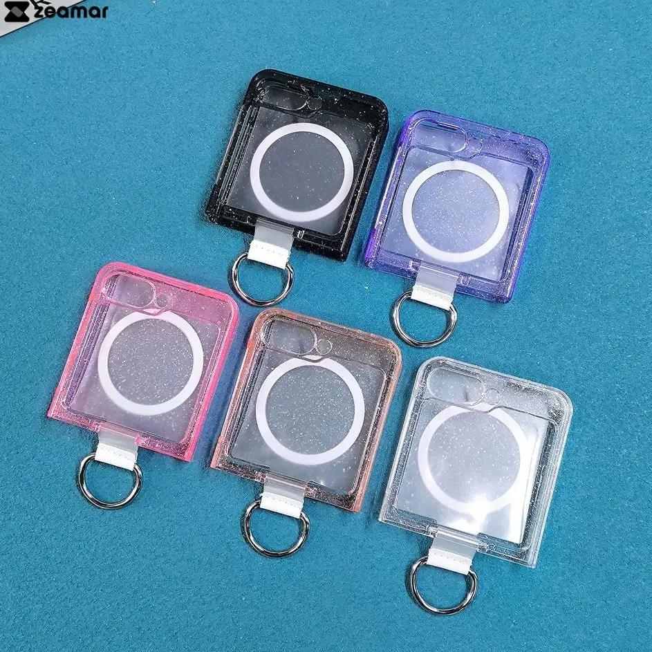 Bling Glitter Ring Holder Clear Case with Magnetic Wireless Charging Compatibility