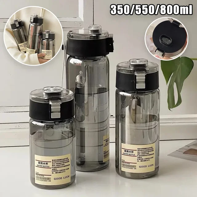 350/550/800Ml Transparent Water Bottles with Rope Portable Bpa Free Leakproof Drink Bottle Travel Drop-Resistant Tea Cup 2