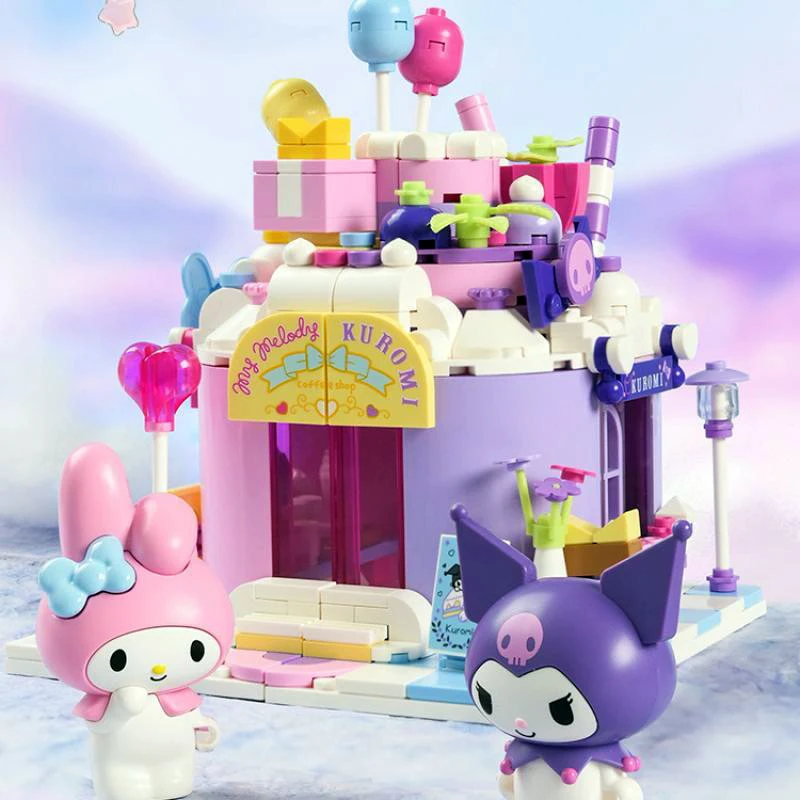 

Конструктор Kuromi Kawaii мультфильм Sanrio Mymelody головоломка сборка игрушка анимация настольное украшение милый подарок на день рождения