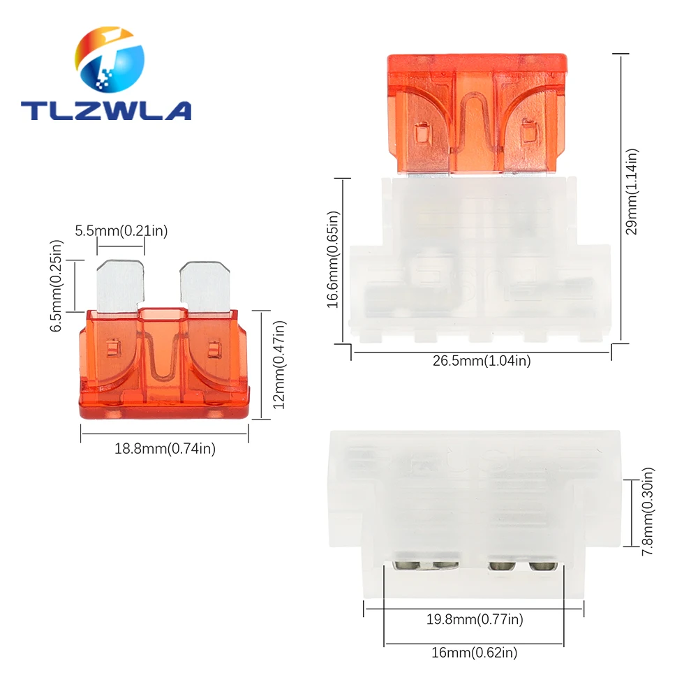 5PCS Auto Standard Middle Fuse Holder + Car Boat Truck ATC ATO Blade Fuse 1A 2A 3A 4A 5A 7.5A 10A 15A 20A 25A 30A 35A 40A