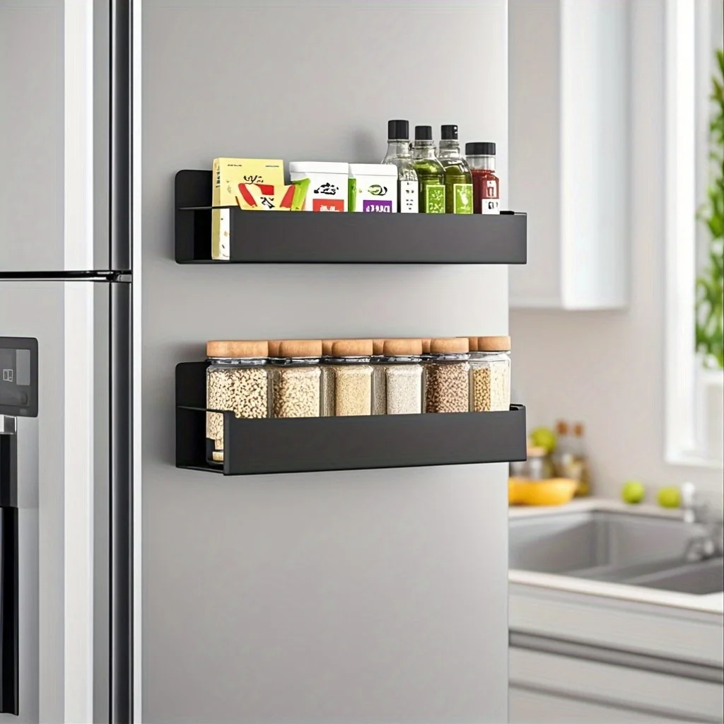 1/2pcs Magnetic Side Storage Rack Set for Fridges And Washing Machines,Wall-Mounted Spice Organizer, Perfect for Laundry
